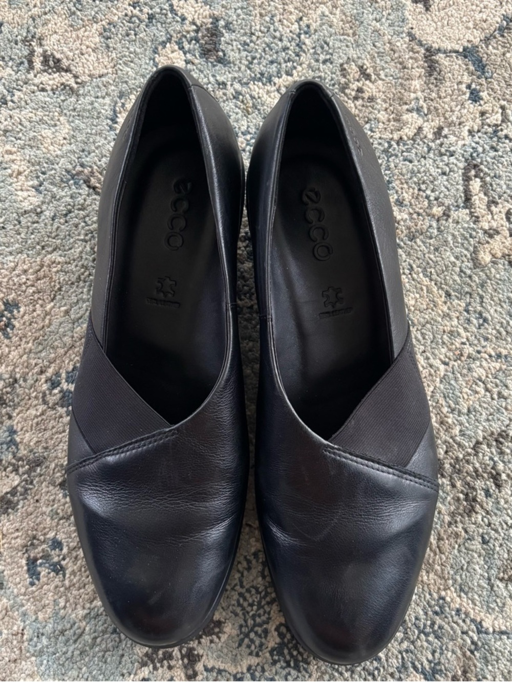 Ecco Black Leather‎ Slip-On loafers wedge size 41 US 10